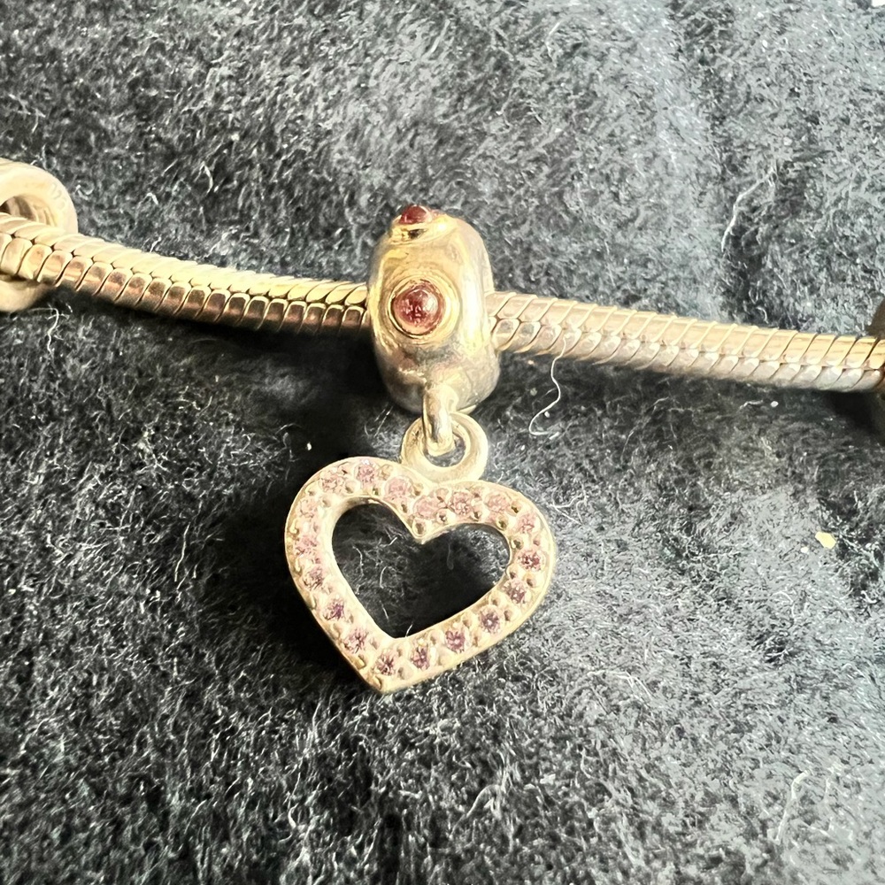 RARE Pandora Sterling Silver & 14K Gold Be My Valentine Dangle - Picture 4 of 5
